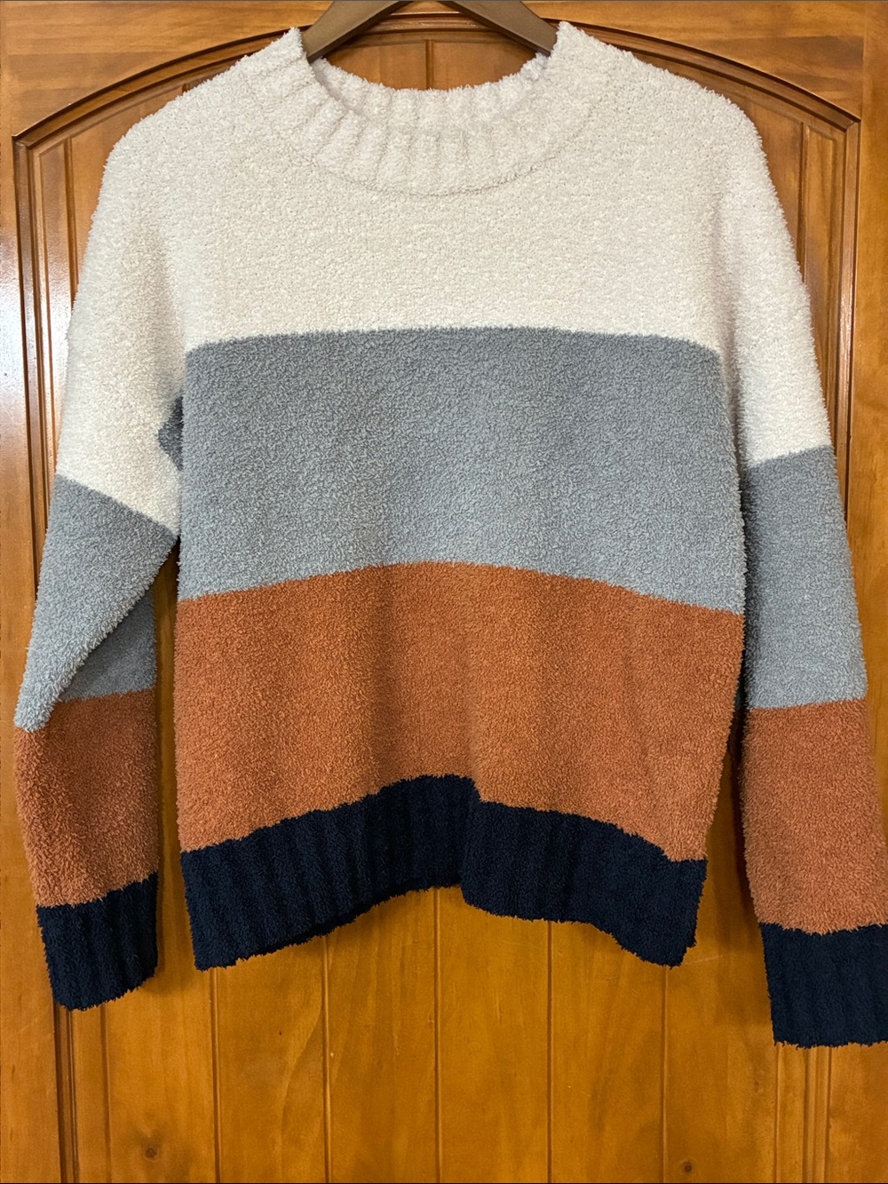 Thread & Supply Colorblock Crewneck Sweater - Ivory, Gray & Rust